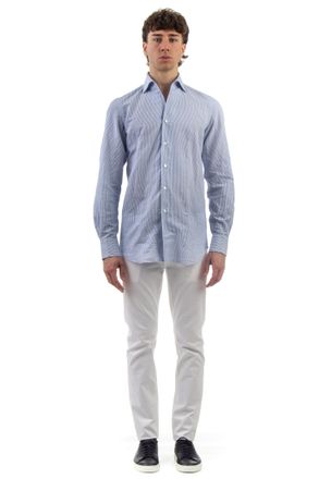 Finamore Ustica Collar Stripe Cotton Tailored Shirt