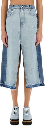 Stella McCartney Denim Color Block Midi Skirt