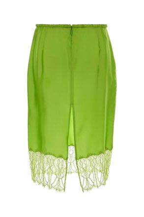 Gucci Womens Fluo Green Satin Skirt Brightapple Exterior: Cupro Viscose Gonne