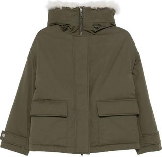 Yves Salomon hooded patch-pocket jacket - Green