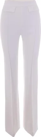 Elisabetta Franchi Double Crepe Stretch Trousers with Embroidered Logo