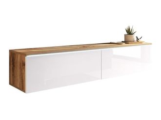 Mirjan24 Mobilier1 - Mueble Tv Sarasota 120, Roble Wotan + Blanco Brillante, N&uacute;mero De Puertas: 0, N&uacute;mero De Cajones: 0, 140x30x33cm, Led