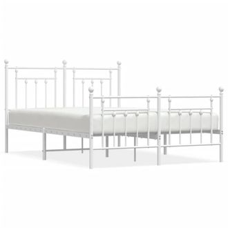 Berkfield Home Metal Bed Frame with Headboard & Footboard White 140x190 cm