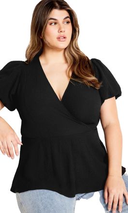 City Chic Womens Citychic Plus Size Top Christa, Black, 22 Plus