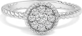 House of Brilliance Sterling Silver 1/4 Cttw Diamond Floral Round Braided Ring