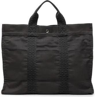 Herm&egrave;s Gray Canvas Tote Bag (Pre-Owned)