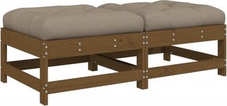 vidaXL Taburetes De Jard&iacute;n Con Cojines 2 Uds Madera Pino Marr&oacute;n Miel Vidaxl