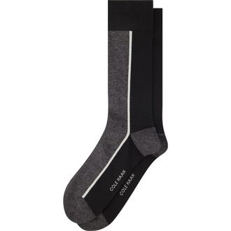 Cole Haan Colorblock Dress Socks in Black at Nordstrom