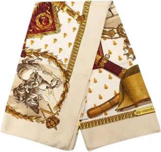Herm&egrave;s Pre-owned Scarves, female, Beige, Size: ONE SIZE Pre-owned Napoleon Scarf