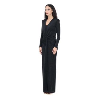 Simona Corsellini Maxi Dresses, female, Black, XS, Emerald Green Long Dress with V-Neck