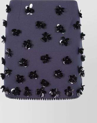 Semicouture floral appliquÉs and beaded hem skirt