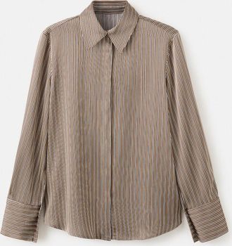 Mango Camicia righe satinata marrone medio - Donna - XXS - MANGO