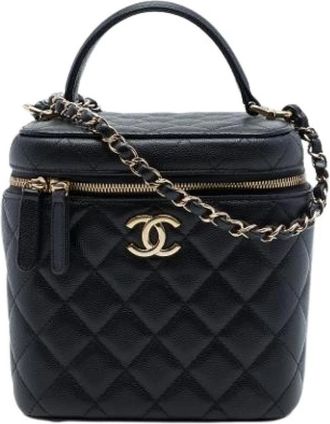 Chanel Pre-owned Quilted Caviar Leather Satchel - Dames - Vintage Handtas - Zwart - ONE Size - Leer - Vintage