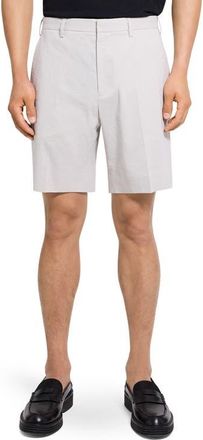 Theory Stretch Linen Blend Shorts in Silver Cloud at Nordstrom, Size 32