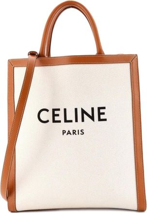 Celine Vertical Cabas Canvas with Leather Small tote bag - Marrone
