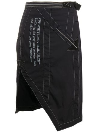 Off-white side-vent asymmetric skirt - Black