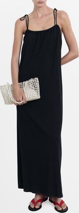 Mango Cotton Maxi Dress in Black at Nordstrom, Size 10