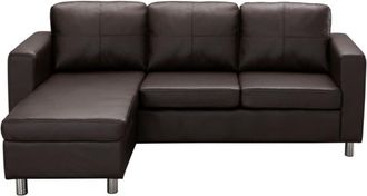 VENTE-UNIQUE.COM Sofá rinconera piel sintética 4 plazas marrón chocolate 196x133cm
