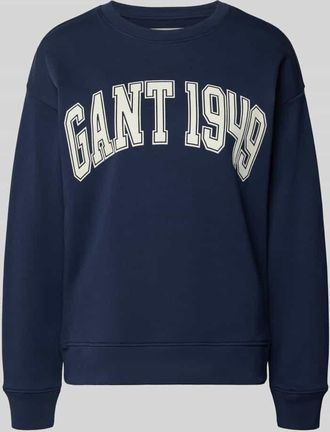 GANT Sweatshirt mit Label-Print und Rundhalsausschnitt in Marine, Gr&ouml;&szlig;e XXL