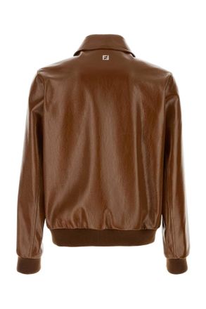 Fendi Mens Brown Leather Jacket Toffee Exterior: Calf Lining: Cupro Giacche Pelle In