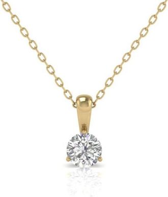 Diana M. Jewels 14kt YG 3cts Lab Grown Diamond Solitaire Pendant, 3 prong setting, rabbit ear bail, DEF color, VS clarity, excellent cut, round Chain: 16
