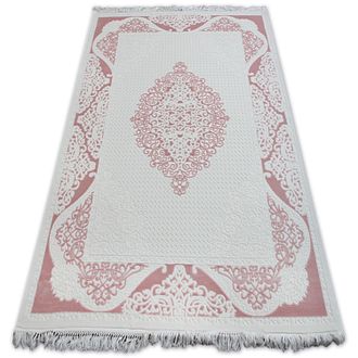 RugsX Rugsx - Alfombra Acr&iacute;lica Mirada 5416 Franjas Color Pastel Pink 80x300 Cm