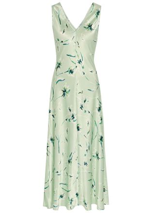 Rails Camellia Floral-print Satin-crepe Midi Dress - Light Green - XL (UK16 / XL)