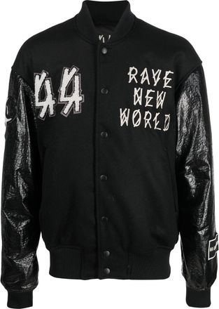 44 Label Group Grad logo-patch bomber jacket - men - Wool/Polyamide/Polyester/Cashmere/Polyester - 46 - Black