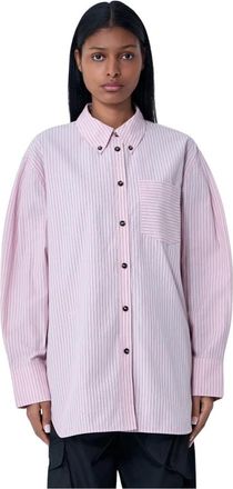 Ganni Stripe Shirt - Dames - Overhemden - Roze - S - Katoen - Overhemden