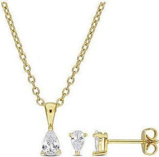 Delmar Pear Cut Cubic Zirconia Earrings & Necklace Set in White at Nordstrom Rack