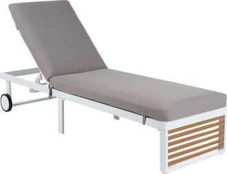 Beliani Tumbona Reclinable De Jard&iacute;n De Aluminio Con Coj&iacute;n Y Ruedas Exterior Gris Verdello