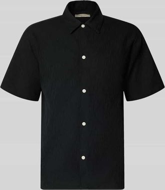 Jack & Jones Jack & Jones Regular Fit Freizeithemd mit Strukturmuster Modell MONTAUK in Black, Gr&ouml;&szlig;e XXL