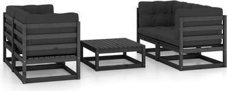 vidaXL Vidaxl - Juego De Muebles De Jard&iacute;n 5 Pzas Y Cojines Madera Pino Maciza