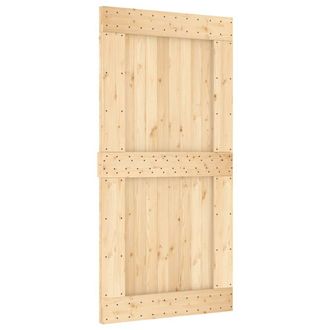 Berkfield Home Sliding Door with Hardware Set 100x210 cm Solid Wood Pine in Natural