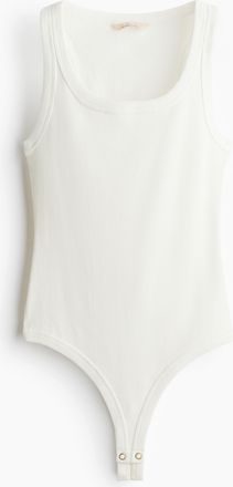 H&M Gerippter Tangabody aus Seidenmix - White