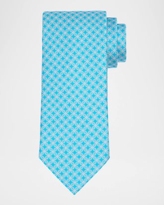 Stefano Ricci Men & apos;s Geometric Check Silk Tie