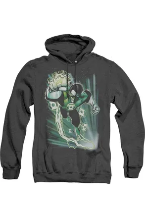 Gildan Justice League of America Emerald Energy Adult Heather Hoodie / Hooded Sweatshirt