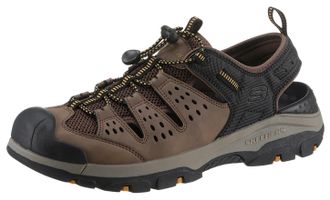Skechers Sandale SKECHERS TRESMEN-MENARD, Herren, Gr. 43, braun (braun, schwarz), Lederimitat, Textil, Schuhe Sandale, Sommerschuh, Klettschuh, Outdoorsandale,