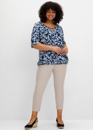 Sheego T-Shirt SHEEGO T-Shirt, Damen, Gr. 40/42, blau (tiefblau, gemustert), 95% Viskose, 5% Elasthan, gemustert, Rundhals, Shirts T-Shirt