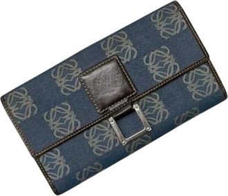 Loewe Pre-owned Long wallet (bi-fold) - Dames - Vintage Accessoires - Blauw - ONE Size - Denim - Vintage