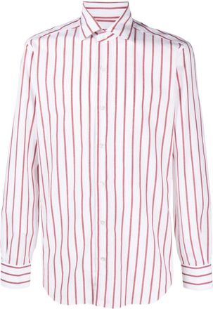 Barba stripe-print cotton shirt - men - Cotton - 54 - Red
