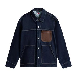 Tommy Jeans Denim Jackets, male, Blue, Size: 2XL Relaxed Denim Chore Jacket