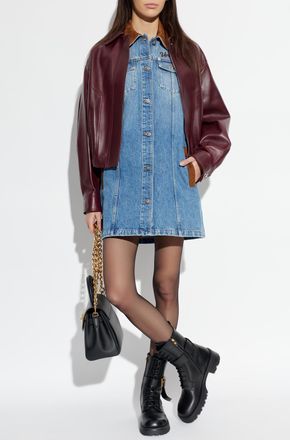 Versace Denim Dress With Pockets, Womens, Blue