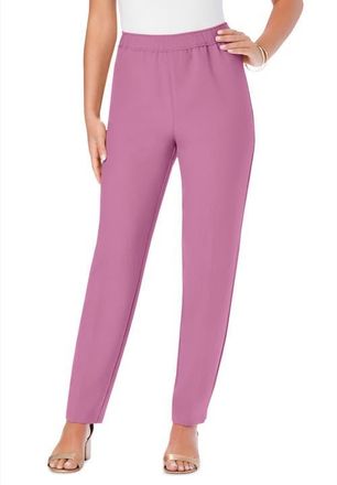 Roaman's Petite Plus Size Classic Bend Over Structured Straight Leg Pull-On Pant in Mauve Orchid at Nordstrom, Size 32Short