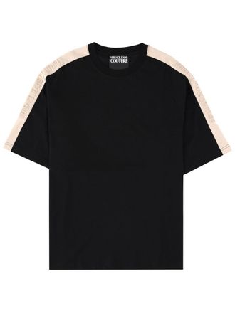 Versace Jeans Couture Black Shoulder Stripes Cotton T-Shirt