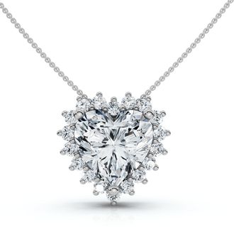 Pompeii3 Certified 2 1/4Ct Heart Diamond Pendant 14k Gold 18 Necklace Lab Grown