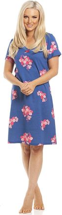 Camille Womens Smooth Soft Cotton Summer Nightshirts 14-16 Navy Orchid