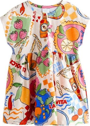 Next Kids Amalfi Print Cotton Jersey Dress in Multi at Nordstrom, Size 12-18M