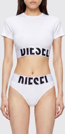 Diesel Top cropped slim fit in cotone stretch con logo a contrasto