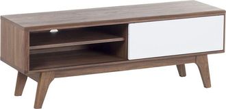 Beliani Beliani - Mueble de tv madera oscura blanco estante almacenaje gestión de cables moderno Buffalo